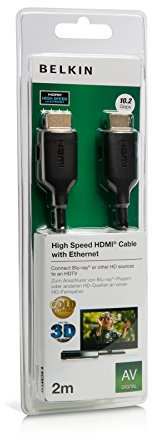 Belkin - Câble HDMI M/M avec prise en charge Ethernet et connecteurs plaqués or - 2m - Noir