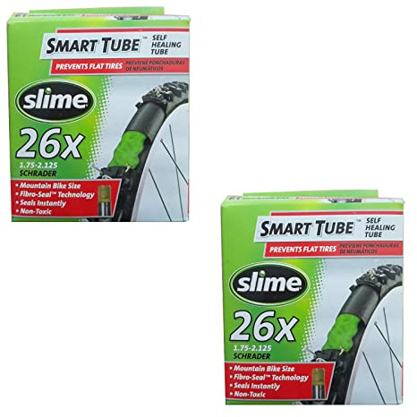 Slime Smart Tube Self Healing 26 X 1.75-2.125 Schrader Inner Tubes (Pack of 2) Paquete de Tubo Interior, Unisex, Negro