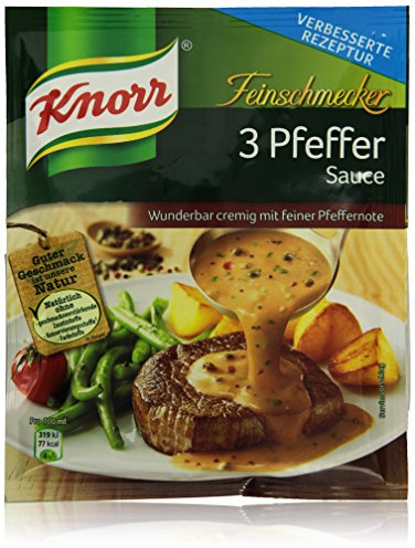 Knorr Feinschmecker 3 Pfeffer Sauce würzige Soße ohne geschmacksverstärkende Zusatzstoffe und Farbstoffe 250 ml 1 Stück