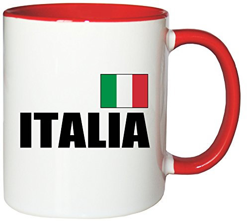 Mister Merchandise Kaffeetasse Italia Fahne Flag Teetasse Becher, Farbe: Weiß-Rot