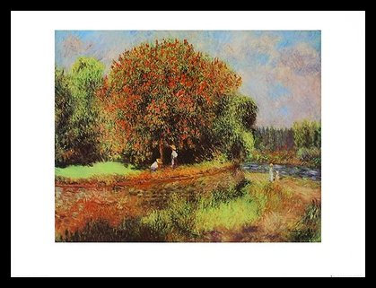 Germanposters Pierre Auguste Renoir blühender Kastanienbaum Poster Bild Kunstdruck im Alurahmen schwarz 24x30cm