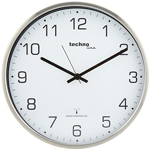 Technoline, WT 8900 Funk-Wanduhr, Ø 33cm, Metallrahmen