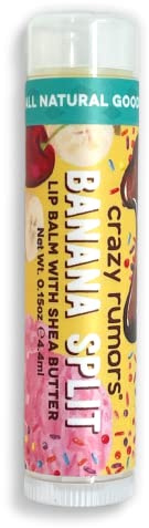 Crazy Rumors Banana Split Lip Balm. 100% Natural, Vegan, Plant-Based, Made in USA (1-Pack)