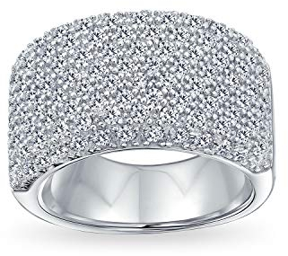 Personalisiertes Micro Pave AAA Zirkonia Cocktail Jubiläum Wide CZ Pave Jubiläum Statement 1/2 Ewigkeit Ehering Ring für Frauen .925 Sterling Silber anpassbar
