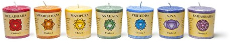 7 Chakra Kerzen in Box mit ausführlicher Chakrainfo
