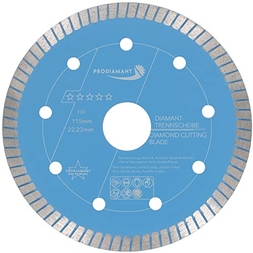 PRODIAMANT F33 Diamanttrennscheibe Ø 115 mm x 22,2 mm – extra dünn für Naturstein, Granit & Fliesen – präzise Schnitte ohne Ausbrechen – Profiqualität