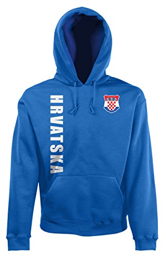 AkyTEX Kroatien Hrvatska EM-2020 Hoodie Wunschname Wunschnummer Royalblau XL