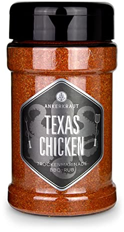 Ankerkraut Texas Chicken, BBQ Rub, Gewürzmischung für Chicken Wings, Hähnchen und Pulled Chicken, mit Salz, Pfeffer, Zwiebel und Knoblauch, 230 g im Streuer