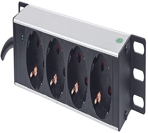 Intellinet 10 4-fach Steckdosenleiste Schuko (Power-LED, ohne Überspannungsschutz, 1,8 m Stromkabel, 1 HE) schwarz 714020