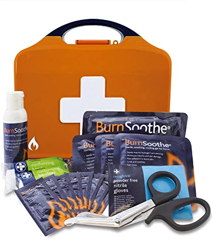 Reliance Medical First Aid Kit Standard Burn Aid Kit in Aura Box - Includes Gel Soaked Dressings, Ideal for Treating Burns, Scalds, Sunburn, Complete Dressing Kit for Emergency Care