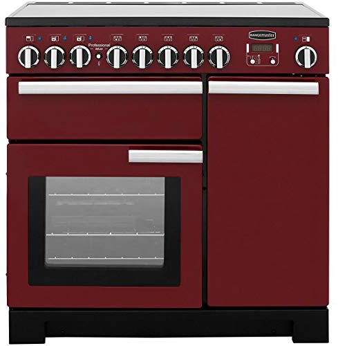 Rangemaster PDL90EICY/C Professional Deluxe Cranberry with Chrome Trim 90cm Electric Induction Range Cooker