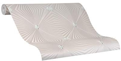 marburg Tapete Beige Krone Edelstein Diamant Klassisch Kollektion Glööckler Imperial Schlafzimmer Wohnzimmer oder Küche Made in Germany 10,05m X 0,70m 54404