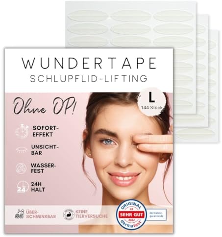 WUNDERTAPE Schlupflider Stripes Schlupflid-Tape Streifen zum Augenlid-Lifting ohne OP! (wasserfest, 24h Halt, double eyelid lifting tapes) Augenlid-Tape (140 L)