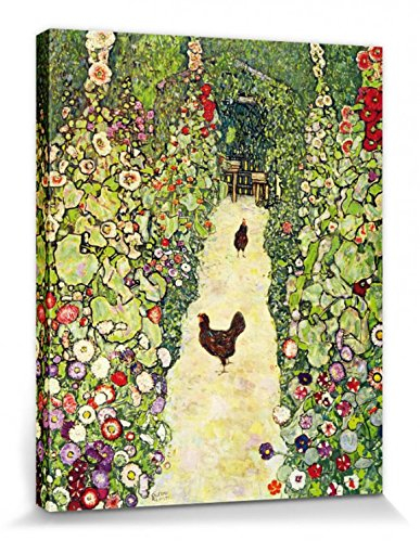 1art1 Gustav Klimt Poster Gartenweg Mit Hühnern, 1916 Bilder Leinwand-Bild Auf Keilrahmen | XXL-Wandbild Poster Kunstdruck Als Leinwandbild 50x40 cm