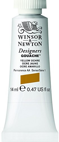 Winsor & Newton Designers Gouache - Peinture Gouache pour le Dessin, L'illustration, le Design - Aquarelle Opaque, Tube de 14ml, Couleur Ocre Jaune