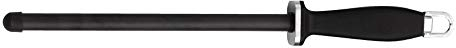 Rockingham Forge CS-16265C Straight Black Ceramic Sharpening Rod with End Cap and Plastic Handle, 25cm, 10” Steel