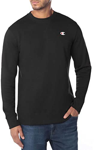 Champion Men's Crewneck, Reverse Weave, Heavyweight Fleece Sweatshirt, Black, M