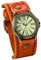 JewelryWe Damen Armbanduhr Vintage Casual Analog Quarz Leder Band Uhr mit römischen Ziffern Zifferblatt Orange