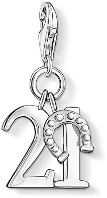 Thomas Sabo Damen Charm-Anhänger Glückszahl 21 Charm Club 925 Sterling Silber 0460-001-12