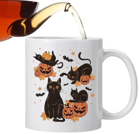 JPSDOWS Tasse dHalloween, Tasses à café dHalloween | Tasse de lait spectrale 12 onces,Tasses à chocolat chaud en céramique Tasses gothiques pour café, thé et boissons