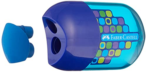 Faber-Castell 183530 Doppelspitzdose Squares, blau/türkis