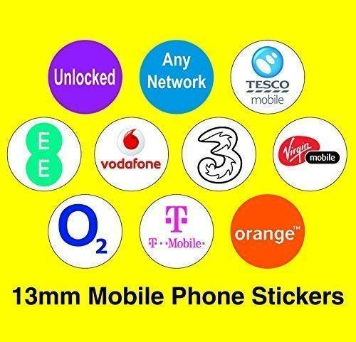 Gemischte Packung von 200 Handy Netzwerk Sticker (13mm Kreise) 20 Je von 10 Designs Total - 200 Aufkleber)