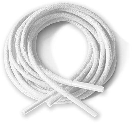 Round Waxed Cotton Thin Shoelaces 2.5mm Wide 75cm 100cm 125cm Long Dress Wax Cord Laces Brogues Shoes Boot (125cm, White)…
