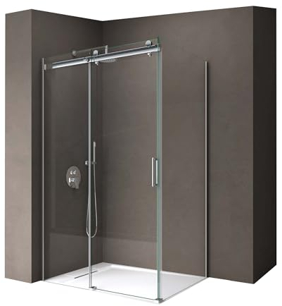doporro Cabine de Douche 80x110 Paroi de Douche Montage Réversible avec Porte Coulissante Ravenna17 80x110x195cm Verre ESG Transparent 8mm