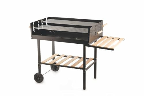 Galileo 2160818 Barbecue con Ruote, Rettangolare, 126x56x87 cm, Nero