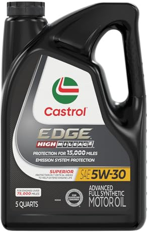 Castrol EDGE High Mileage 5W-30 Advanced Full Synthetic Motor Oil, 5 Quarts