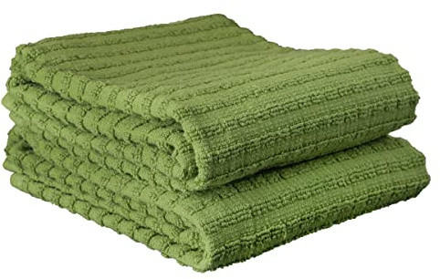 Ritz Royale Collection 100% Combed Terry Cotton, Highly Absorbent, Oversized Kitchen Towel Set, 28 x 18, 2-Pack, Solid, Cactus Green