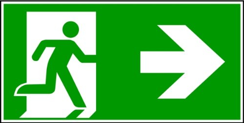 Schild PVC Fluchtweg rechts und Richtungspfeil E002/-E005 nachleuchtend 150x300mm