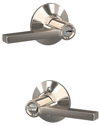 SCHLAGE F51A LAT 618 Latitude Lever Keyed Entry Lock, Polished Nickel