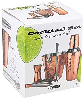 APOLLO 3310 Copper Cocktail Set 5pc, 17x14.5x14.5