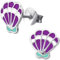 JAYARE Boucles d'oreilles Enfants coquille Saint-Jacques pèlerine argent sterling 925 lilas clou d'oreilles fille