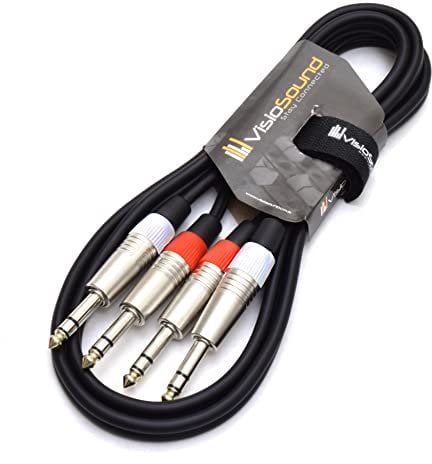 2 x 6.35mm 1/4 Stereo TRS Jack Balanced Twin Lead/Signal Audio Patch Cable 1.5m