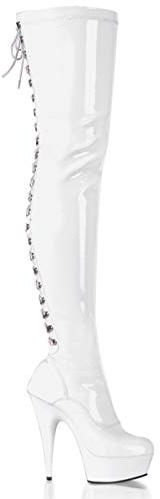Pleaser Delight-3063, Stivali con Gambale Corto Donna, Bianco Bianco Wht STR Pat Wht, 44 EU