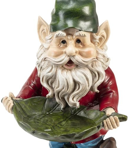Alpine Corporation 41 cm Tall Outdoor Garden Gnome and Bird Feeder Yard Statue Decoration