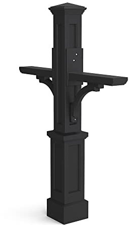 Mayne Newport Plus Double Arm Mail Post - Black - Dimensions: 8in L x 41.3in W x 56.5in H - Post & Arm Included (5814-B)