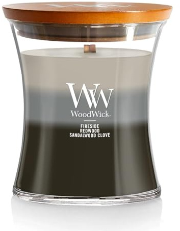 WoodWick Duftkerze im Glas, Medium, Grau