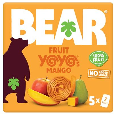 BEAR Mango Yoyos - Dried Fruit Rolls - Healthy - Vegan - 20g (5 packs)