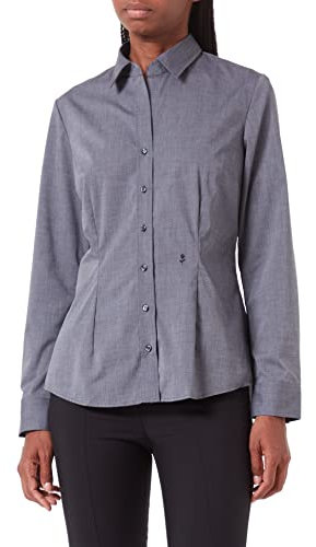 Seidensticker Damen City Langarm Slim Fit Uni Bügelfrei Bluse, Grau, 38