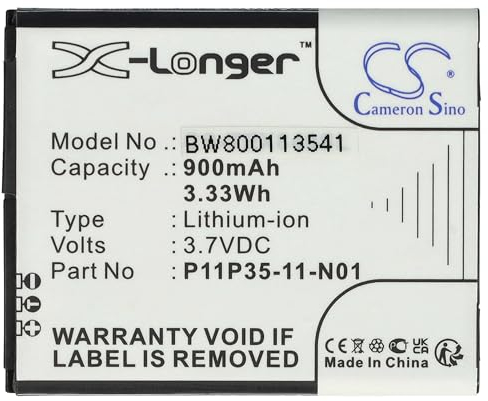 vhbw Battery Replacement for Texas Instruments 3.7L12005SPA, P11P35-11-N01 for Calculator (900 mAh, 3.7 V, Li-Ion)