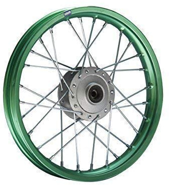 Alu Felge 14 Zoll vorne Grün elox. für 12 mm Achse MotoCross Pit Bike
