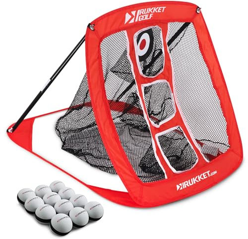 Rukket Pop Up Golf Chipping Net | Outdoor/Indoor Golf Target Zubehör und Backyard Praxis Swing Spiel | inkl. 12 Schaumstoff-Übungsbälle