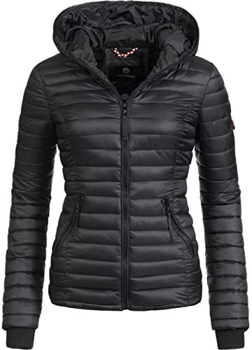 Navahoo Damen Damen leichte Übergangsjacke Steppjacke mit Kapuze Kimuk Schwarz Gr. XL
