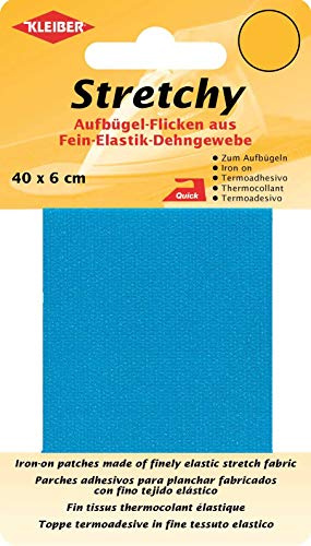 Kleiber 40 x 6 cm Elastisches Ausbesserungsband für Bekleidung zum Aufbügeln, türkisblau