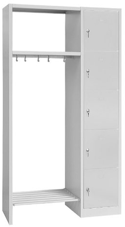 Lüllmann Schließfachschrank Spind Lichtgrau 5 Fächer 1800x1100x500mm