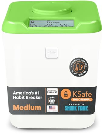 Kitchen Safe mit Zeitschloss-Container (Medium), Zeitschloss-Box für Handys, Snacks und andere unerwünschte Versuchungen (grüner Deckel + 13.97cm weißer Behälter mit Zugangsöffnung)