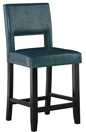 Linon Vega, Blue/Black Counter Stool, 19W x 20D x 38.5H,